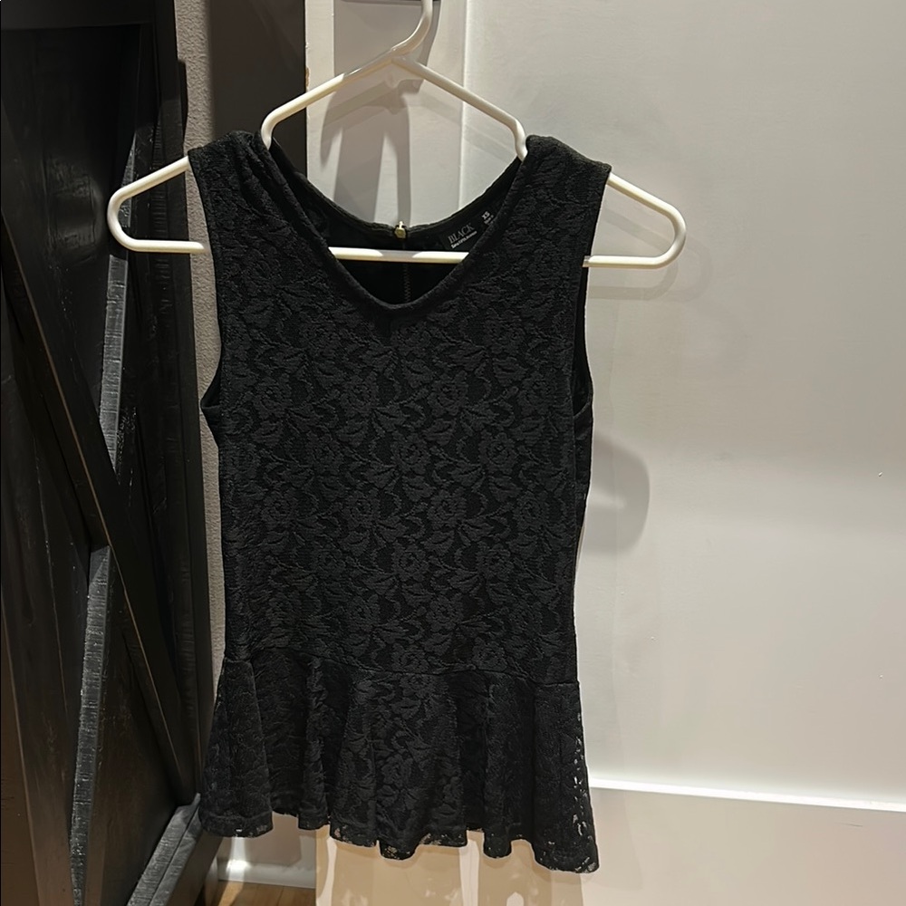 Black Lace Sleeveless Peplum Top